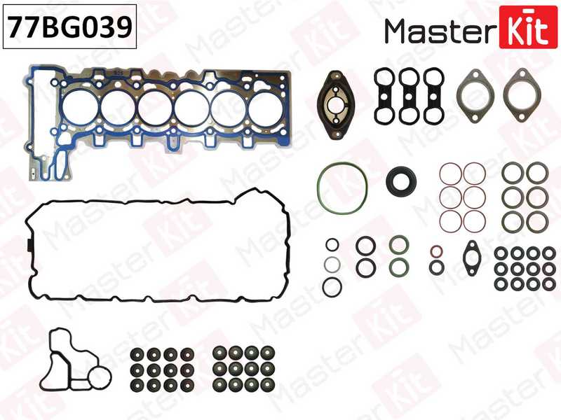 Верхний комплект прокладок с прокладкой гбц) BMW E92,E91,E63,E64,E65 N52 2.5-3.0i 06- <b>MASTERKIT 77BG039</b> - изображение