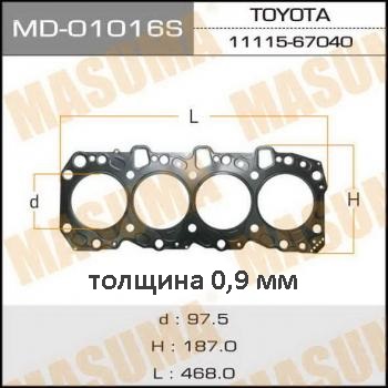 Прокладка голов.блока 'Masuma' 1KZ-TE (110) <b>MASUMA MD-01016S</b> - изображение