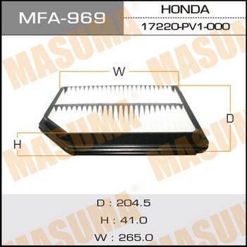 Воздушный фильтр а- 846 'Masuma' (140) <b>MASUMA MFA-969</b> - изображение