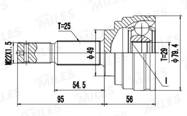 ШРУС NISSAN TIIDA JPN MAKE C11 2005.08-2012.06 [GL] нар. <b>MILES GA20745</b> - изображение