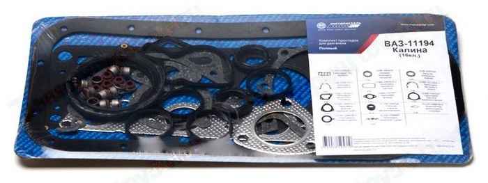 Набор прокладок ДВС ВАЗ 11194 Калина дв.16V1,4 полный (11шт) <b>МОТОРДЕТАЛЬ К11194-1003020</b> - изображение