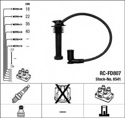 Комплект проводов зажигания NGK RC-FD807 / 8541 - изображение 1