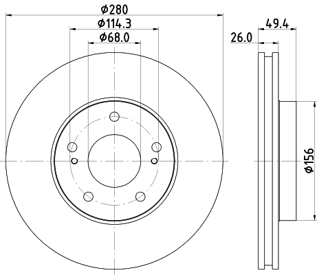 Диск тормозной передний NISSAN MAXIMA / MAXIMA QX IV , MAXIMA / MAXIMA QX V <b>NISSHINBO ND2002K</b> - изображение