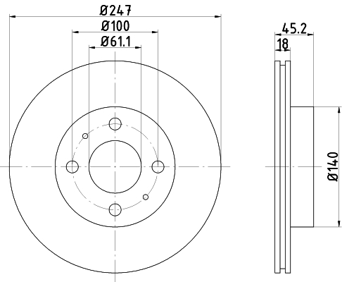 Диск тормозной передний NISSAN ALMERA I , ALMERA I Hatchback <b>NISSHINBO ND2021K</b> - изображение