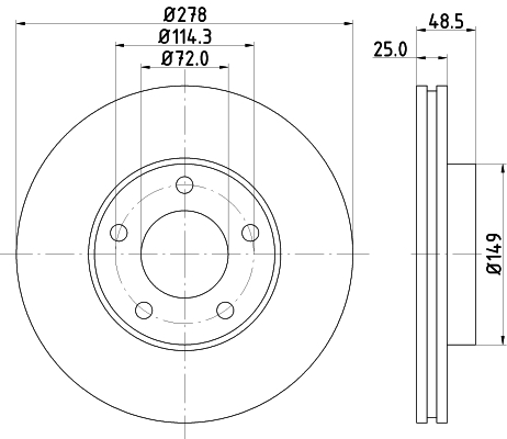 Диск тормозной передний MAZDA 3, 5 , PREMACY <b>NISSHINBO ND5001K</b> - изображение