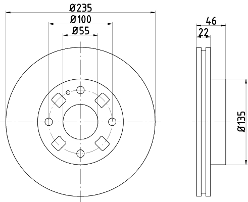 Диск тормозной передний MAZDA 323 C IV , 323 C V , 323 F IV , 323 F V , 323 P V , 323 S IV , 323 S V , DEMIO <b>NISSHINBO ND5007</b> - изображение