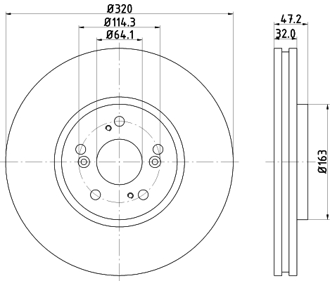 Диск тормозной передний HONDA ACCORD IX Saloon , ACCORD VIII , ACCORD VIII Estate <b>NISSHINBO ND8034K</b> - изображение