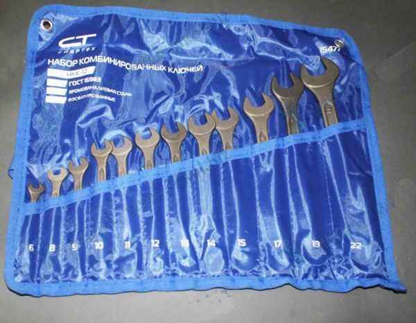 Набор ключей комбинир 12 шт (6-22мм) CrV фосфатир Сибртех в сумке <b>NNM 15477</b> - изображение