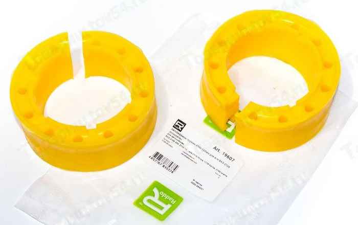 Проставки пружин межвитковые ВАЗ 2108, иномарки 100-120мм (2шт) полиуретан желтый <b>19607</b> - изображение