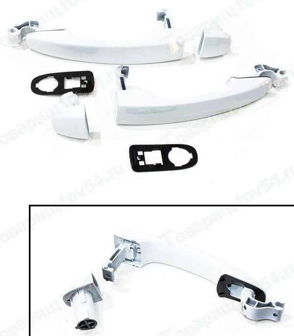 Ручки дверей наружные ВАЗ 2180 Vesta, X-Ray (ледниковый) комплект 2шт: левая + правая <b>2180-000121 + 2180-000120</b> передн.=задн. - изображение