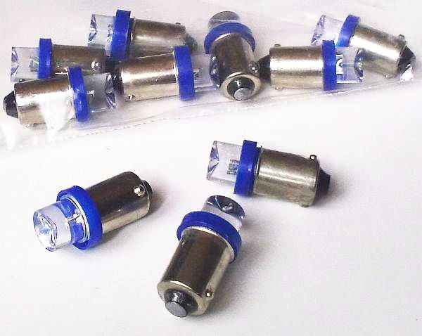 Лампа (LS21) светодиодная T8,5 (BA9s) 1 диод, синяя, вогнутый конус 12V А12/4 - изображение 1