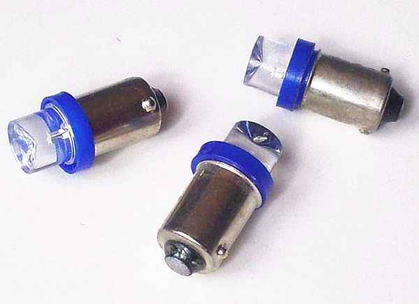 Лампа (LS21) светодиодная T8,5 (BA9s) 1 диод, синяя, вогнутый конус 12V А12/4 - изображение