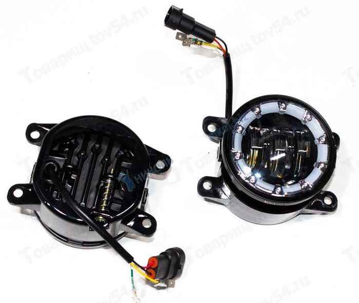 Фары противотуманные ВАЗ 2190 Гранта (2019-), Vesta, X-Ray, Niva Urban 30W 12/60V с регул, габар, 2 цв, 4LED (комплект 2шт) <b>TR-V434-W-WYR</b> - изображение