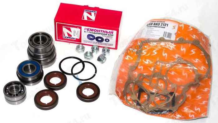 Ремкомплект раздаточной коробки ВАЗ 2121 Нива (подшипники, прокладки, сальники, гайки, кольца) <b>НОРМАН 1800000-2121Н</b> - изображение