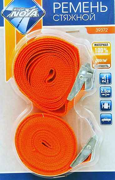 Стяжка для груза 25мм х 2,4м (2шт) NovaBright 39372  - изображение