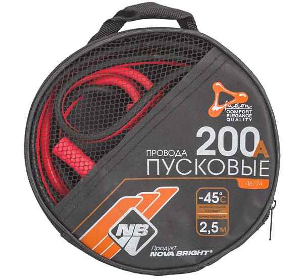 Провода пусковые 200А до -45С длина 2, 5м морозоустойчивая сумка Nova Bright-fusion 46774 - изображение 1