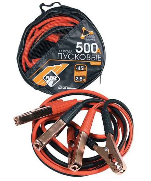 Провода пусковые 500А до -45С длина 2.5м морозоустойчивая сумка Nova Bright-fusion 46777  - изображение