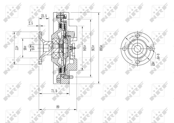 Муфта вентилятора Toyota Cressida 2.4D 88-96/Land Cruiser PZJ 90-91 <b>NRF 49598</b> - изображение 1