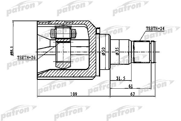 Шрус внутренний 30X47X30 TOYOTA LAND CRUISER PRADO 120 GRJ12KDJ12RZJ12TRJ12VZJ12 02-09 <b>PATRON PCV1777</b> - изображение