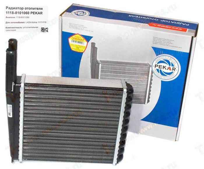 Радиатор отопителя ВАЗ 1117-1119 Калина алюминиевый <b>ПЕКАР 1118-8101060</b> - изображение