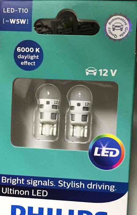 PHILIPS 11961ULWX2 - лампа T10 LED WHITE ULW 12V X2 - изображение 2