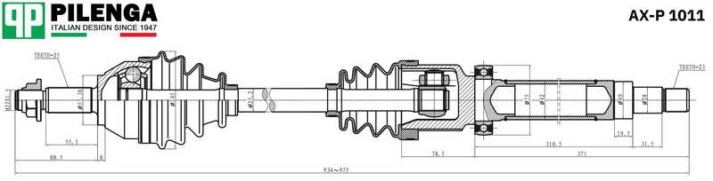 Привод в сборе правый мкпп FOCUS 1 1.4-1.8 <b>PILENGA AX-P1011</b> - изображение 1