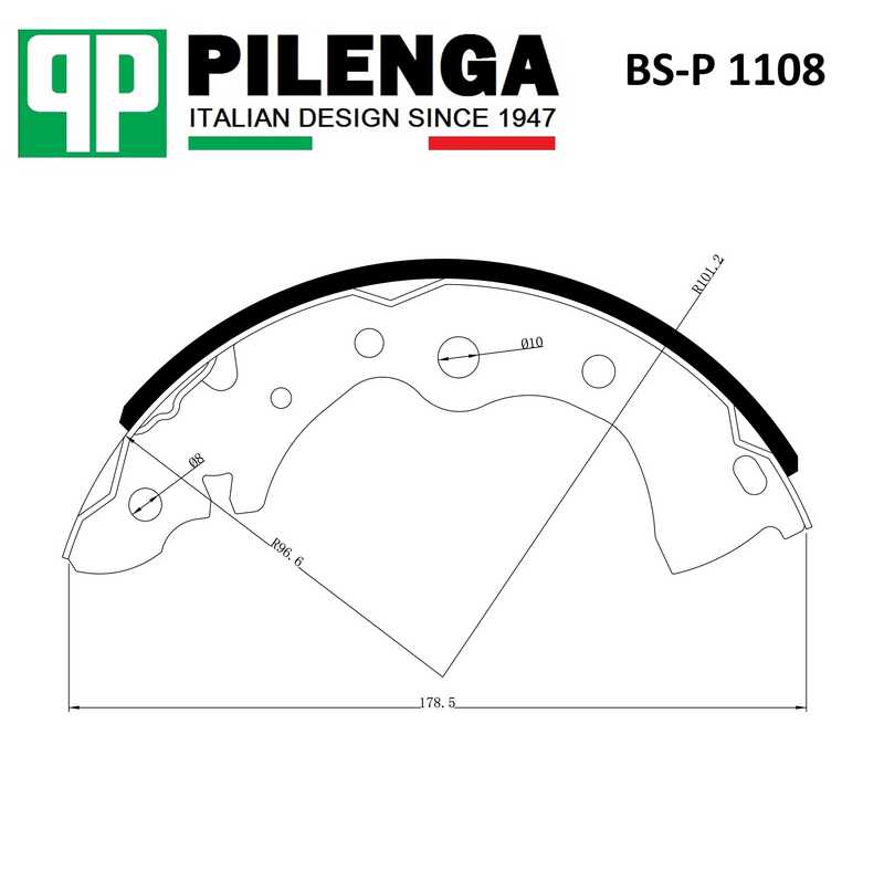 Колодки тормозные барабанные NISSAN Almera (B10)/(G15) <b>PILENGA BS-P1108</b> - изображение 1
