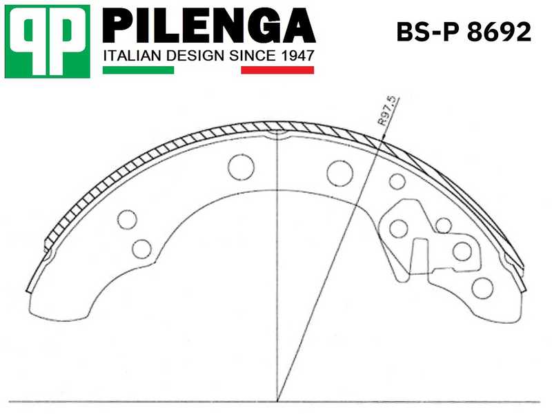 Колодки тормозные барабанные POLO SEDAN, RAPID <b>PILENGA BS-P8692</b> - изображение 1