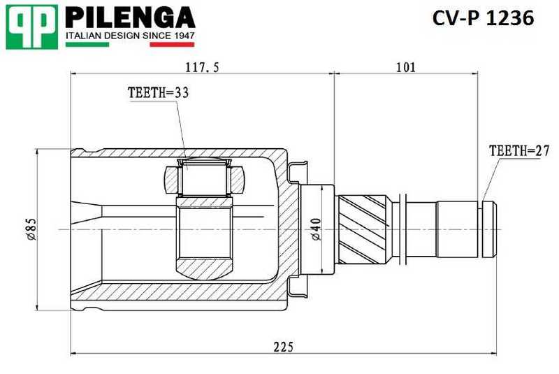 Шрус внутренний левый nissan x-trail t31 qashqai_i <b>PILENGA CV-P1236</b> - изображение 1