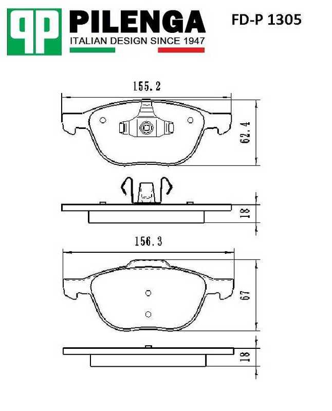 Колодки тормозные дисковые передние FOCUS 2 C-MAX MAZDA VOLVO FD-P 1305 <b>PILENGA FD-P1305</b> - изображение 1