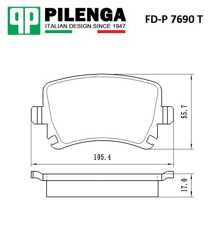 Колодки тормозные диск.задние усиленные PASSAT, TOURAN, CADDY <b>PILENGA FD-P7690T</b> - изображение 1