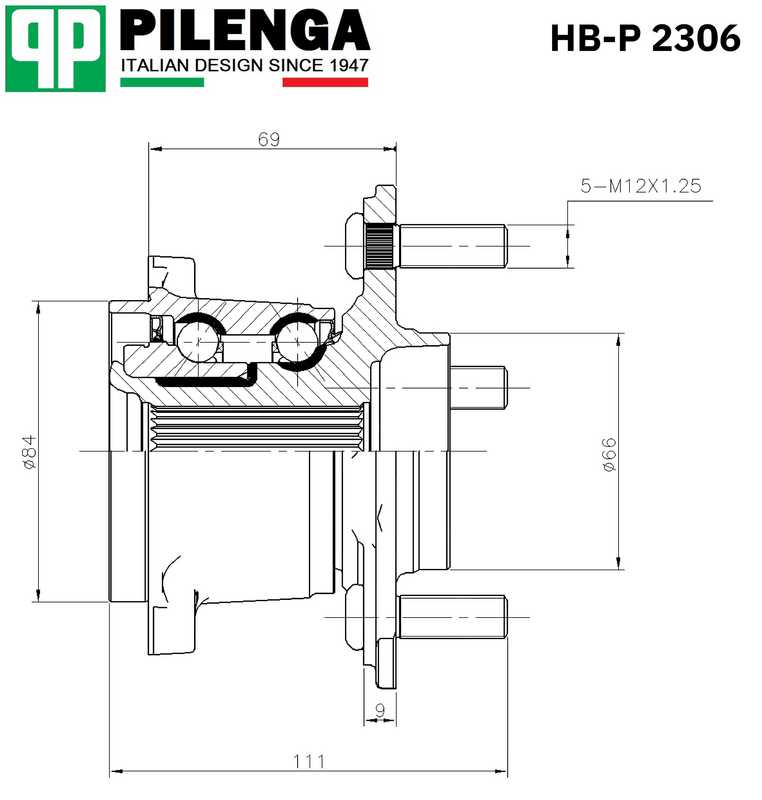 Ступица с подшипником в сборе задняя <b>PILENGA HB-P2306</b> - изображение 1