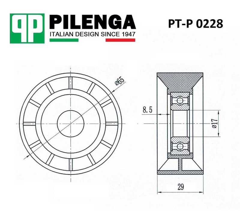 Ролик натяжителя ремня TRANSIT <b>PILENGA PT-P0228</b> - изображение 1