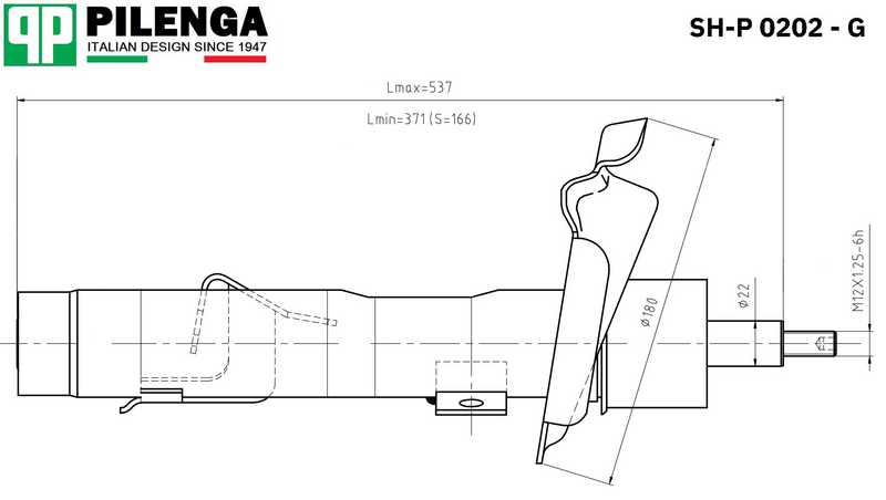 Амортизатор передний FOCUS 2 левый газовый <b>PILENGA SH-P0202-G</b> - изображение 1