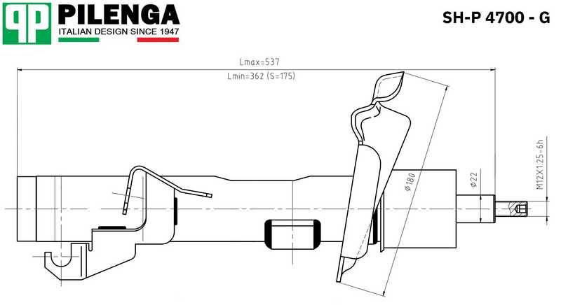 Амортизатор передний MAZDA 3 правый газовый <b>PILENGA SH-P4700-G</b> - изображение 1