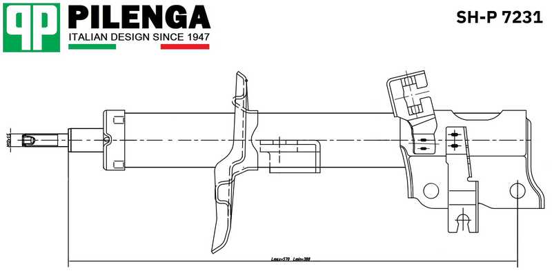 Амортизатор передний левый, газовый <b>PILENGA SH-P7231</b> - изображение 1