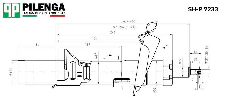 Амортизатор передний правый, газовый <b>PILENGA SH-P7233</b> - изображение 1