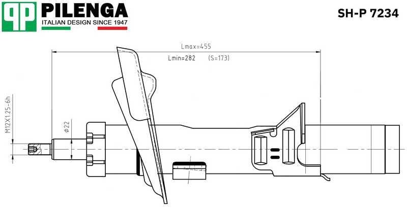 Амортизатор передний левый, газовый <b>PILENGA SH-P7234</b> - изображение 1