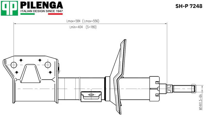Амортизатор передний, газовый <b>PILENGA SH-P7248</b> - изображение 1