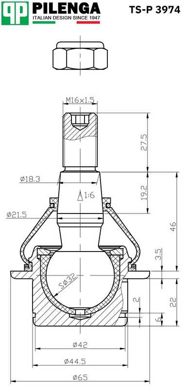 Опора шаровая левая/правая TRANSIT с 2014 TTG <b>PILENGA TS-P3974</b> - изображение 1