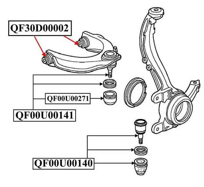 Сайлентблок верхнего переднего рычага <b>QUATTRO FRENI QF30D00002</b> - изображение 1