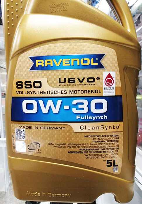 Масло моторное синтетическое 5л 0w30 SN/CF Ravenol SSO 4014835718357 / 1111100-005 - изображение
