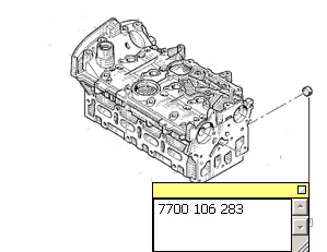 Заглушка крышки грм <b>RENAULT 7700106283</b> - изображение Заглушка крышки грм <b>RENAULT 7700106283</b> - изображение