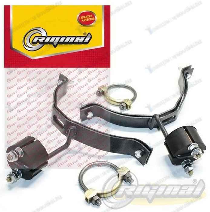 Ремкоплект крепления глушителя Г-3302-3221, 2705, 33023, 33027 до 2003г.в. (2 кронштейна + хомуты) <b>Riginal RG3302-1203001</b> - изображение