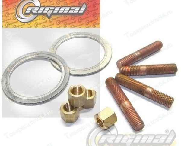 Ремкомплект приемной трубы ВАЗ 2110: прокладка увеличенная, гайки, шпильки <b>RIGINAL RG3302-70-1203800</b> - изображение