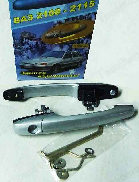 Ручки дверей наружные ВАЗ 2109, 2115 4шт ЕВРО цвет 'Снежная королева' под 2 личинки <b>РЫСЬ PMCM.000100.000-B1-sn/k</b> - изображение