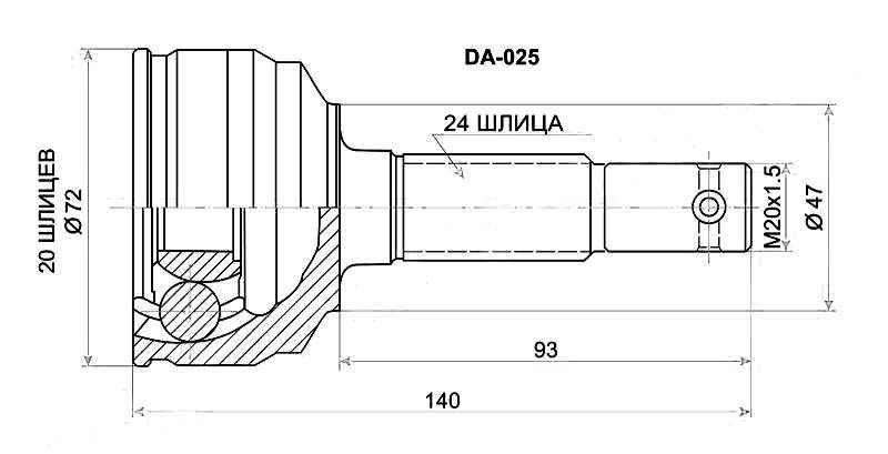 Шрус наружный DAIHATSU YRV K3-VE M201 2WD 00- <b>SAT DA-025</b> - изображение