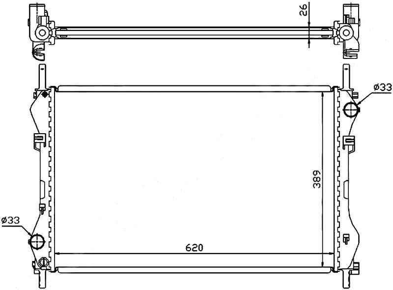 Радиатор FORD TRANSIT 2.4D / 2.4TD 00-06 <b>SAT FD0006-00</b> - изображение Радиатор FORD TRANSIT 2.4D / 2.4TD 00-06 <b>SAT FD0006-00</b> - изображение