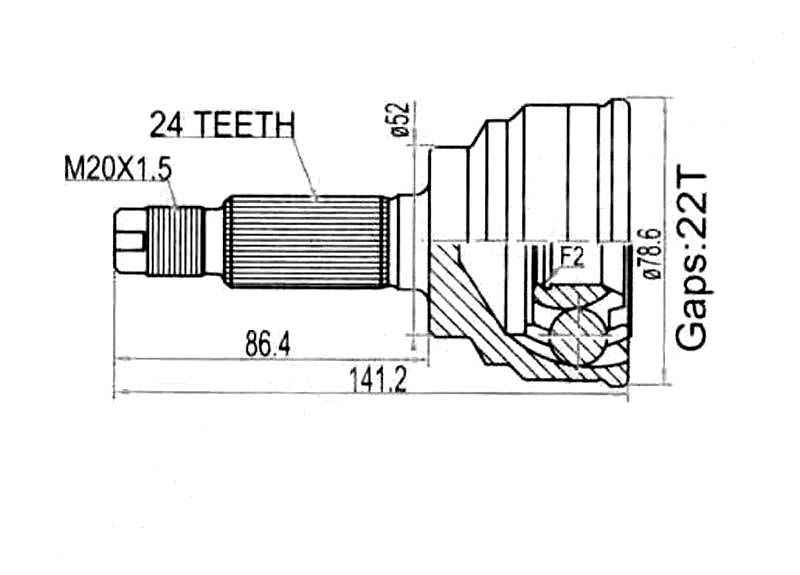 Шрус наружный MZ-001 Mazda 323 / Familia / Capella E3, E5, B6, K <b>SAT MA-01</b> - изображение