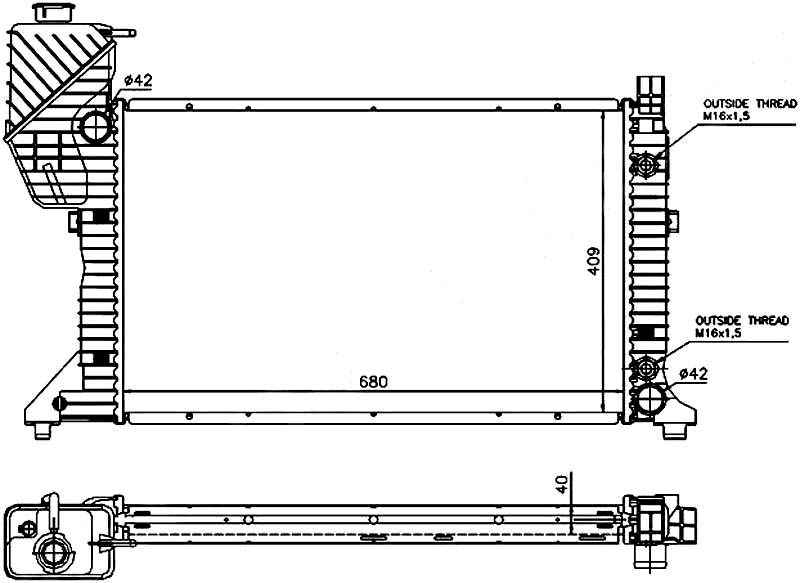 Радиатор MERCEDES SPRINTER 208D / 214 / 308D / 310D / 312D / 314 / 408D / 410D / 412D / 414 95-06 <b>SAT MB0010-1</b> - изобра Радиатор MERCEDES SPRINTER 208D / 214 / 308D / 310D / 312D / 314 / 408D / 410D / 412D / 414 95-06 <b>SAT MB0010-1</b> - изображение